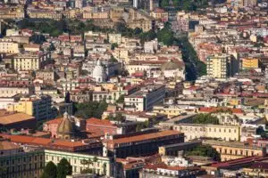 Panoramic view of Naples streets and historic city architecture in Italy for a private Italy tour